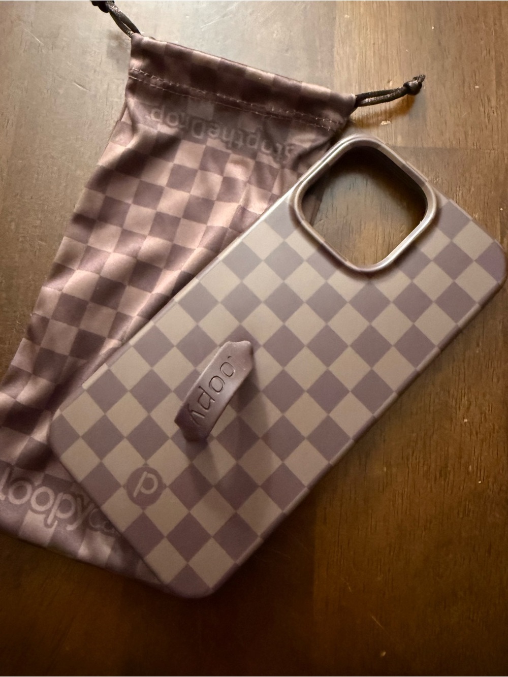 Loopy Case Brown Checkered Phone Case with Loop Grip